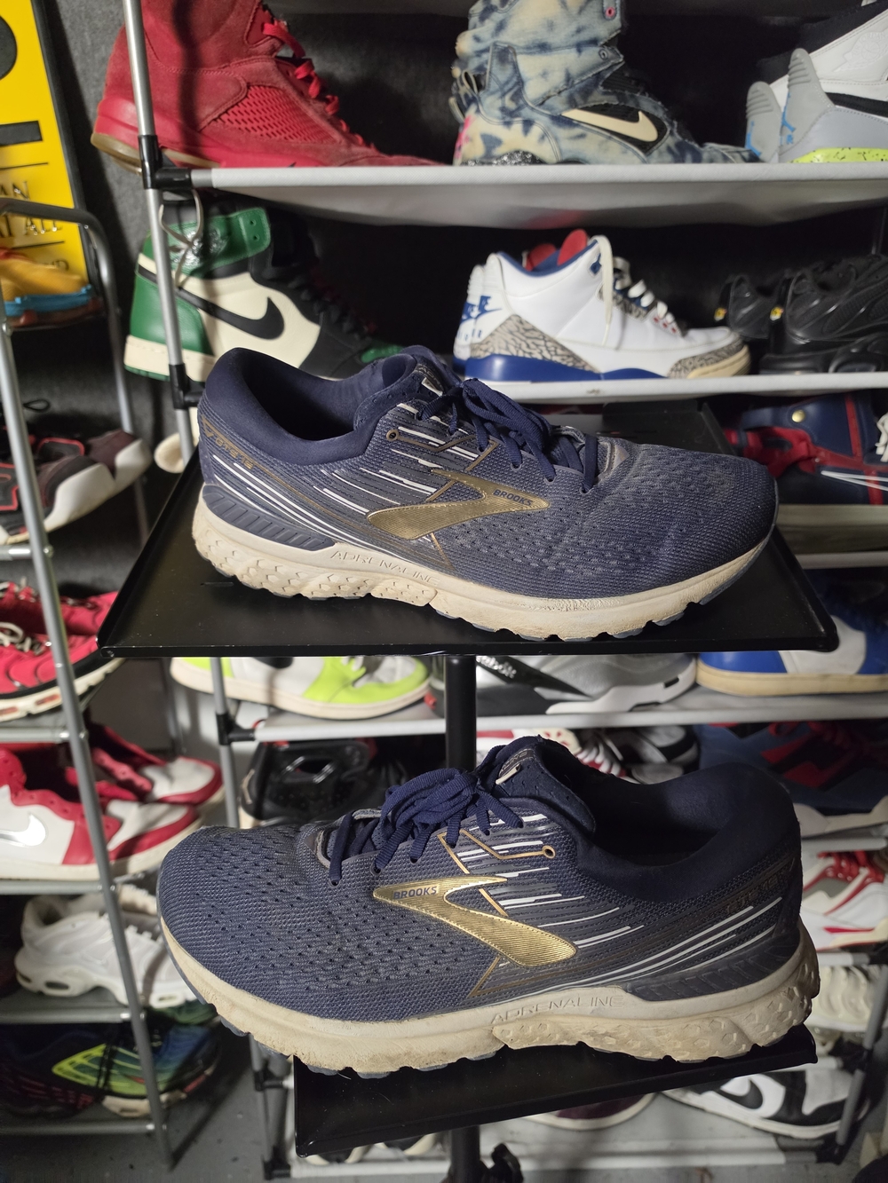 🔥 Brooks Adrenaline 19 Men’s Size 15 EE Navy Gold Cushioning Running Shoes